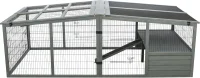 Freilaufgehege XL mit Abdeckung, Holz, grau 233x79x116 cm