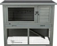 Kleintierstall mit Freilaufgehege, grau 116x97x63 cm