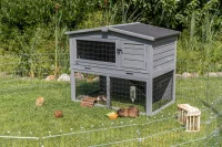 Kleintierstall mit Freilaufgehege, grau 124x102x78 cm