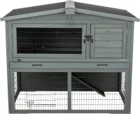 Kleintierstall mit Freilaufgehege, grau 124x102x78 cm