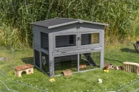 Kleintierstall XL, 2-stöckig, grau 135x115x112 cm