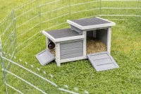 Kleintierhaus mit 2 Ausgängen, grau/weiß...