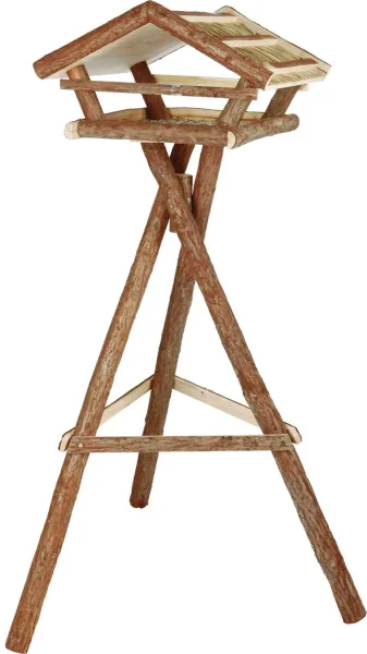 Futterhaus mit Ständer, Rindenholz,  Holz-Optik...
